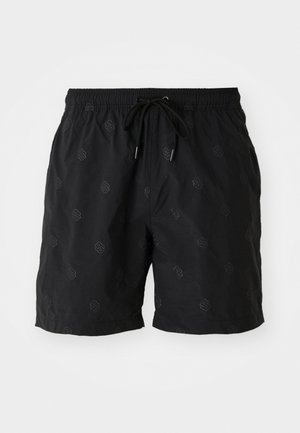 Sorte svømmebukser med elastisk talje og snor. Har en subtil mønstret tekstur og et let materiale.