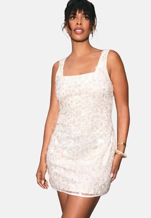 ROCHELLE SQUARE NECK SEQUIN MINI  - Cocktailjurk - cream