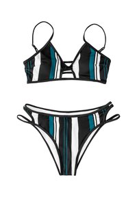 Cupshe CUTOUT STRIPE BIKINI SET - Bikini - black