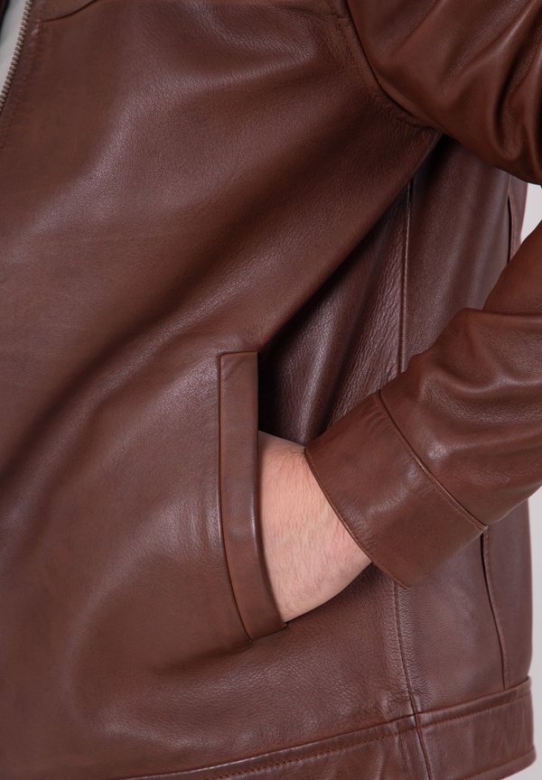 COLLARED RENWICK - Leather jacket - cognac4