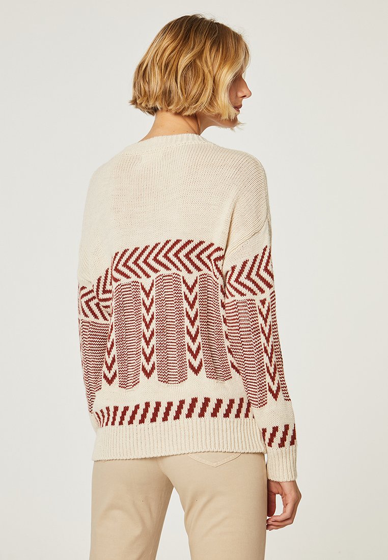 ANDAM JERSEY DE MUJER CUELLO PICO MANGA LARGA - Jersey de punto -  crudo/crema - Zalando.es