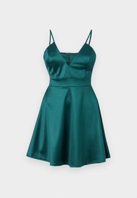 ALAIA V NECK SKATER - Vestido de cóctel - teal blue
