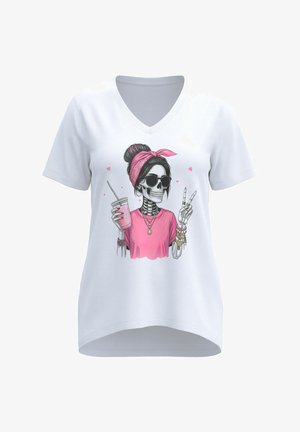 Angel of Style, T-SHIRT, A-LINIE, TOTENKOPF-DAME - T-Shirt print - snow white