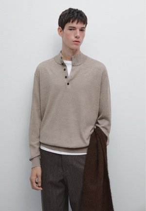 MOCK NECK SWEATER WITH BUTTONS  - Maglione - beige