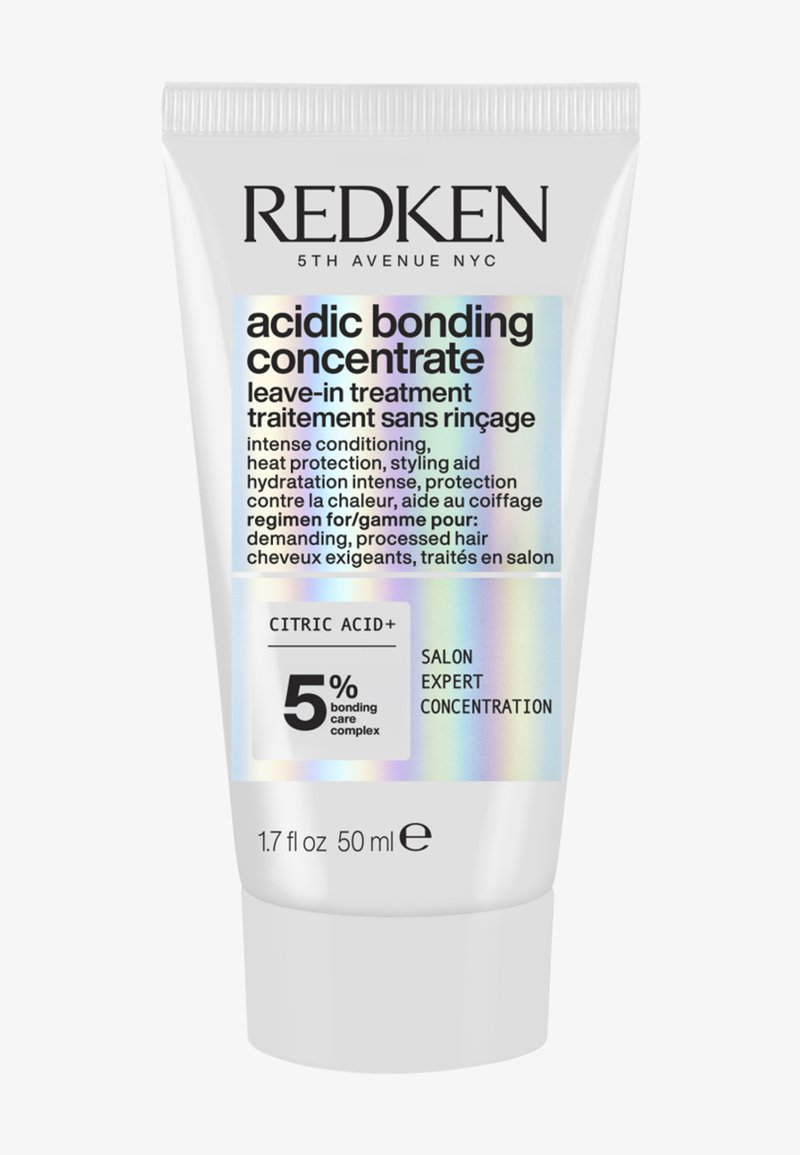 Redken Acidic Bonding Concentrate leave-in behandling i tub, 50 ml, för intensiv återfuktning, värmeskydd och styling av behandlat hår.
