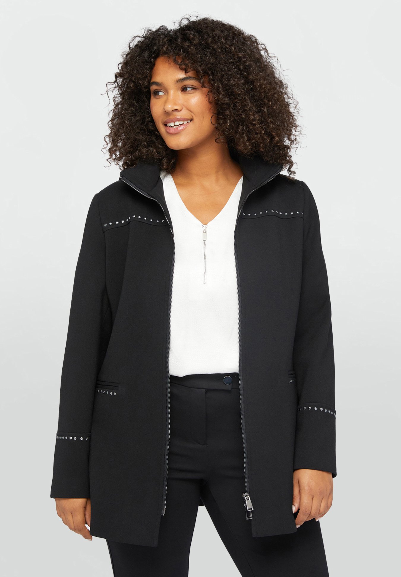 Fiorella Rubino CON BORCHIE Cappotto corto nero