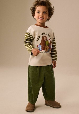 Next, WIDE FIT - TEXTURED CORDUROY PULL ON TROUSERS - Trousers - green