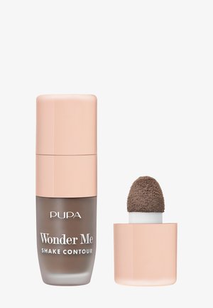 Pupa Wonder Me Shake Contour in una bottiglia di vetro satinato con tappo rosa. Include un applicatore separato con una punta morbida e testurizzata.