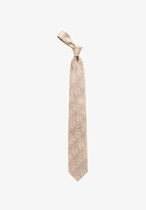 Lys beige slipsuds med paisley-mønster, løst knyttet, vist mod en hvid baggrund.