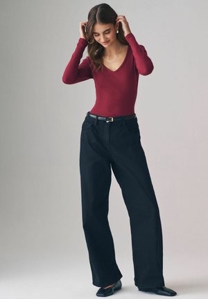 THE SET 4 PACK V-NECK   - Pikkade varrukatega topp - black cream light grey wine red