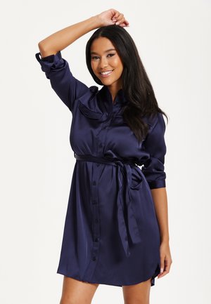 BELTED MINI - Shirt dress - navy