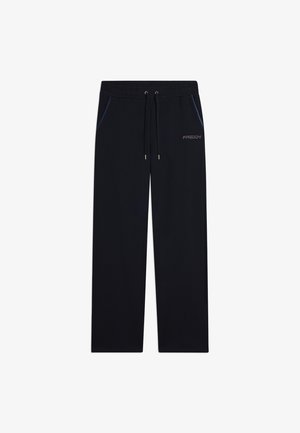 Pantaloni neri a gamba dritta con vita elastica, coulisse, tasche laterali e logo "FREDDY" sulla parte superiore della coscia destra.