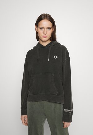 HOODY CROP STONE - Bluza z kapturem - black