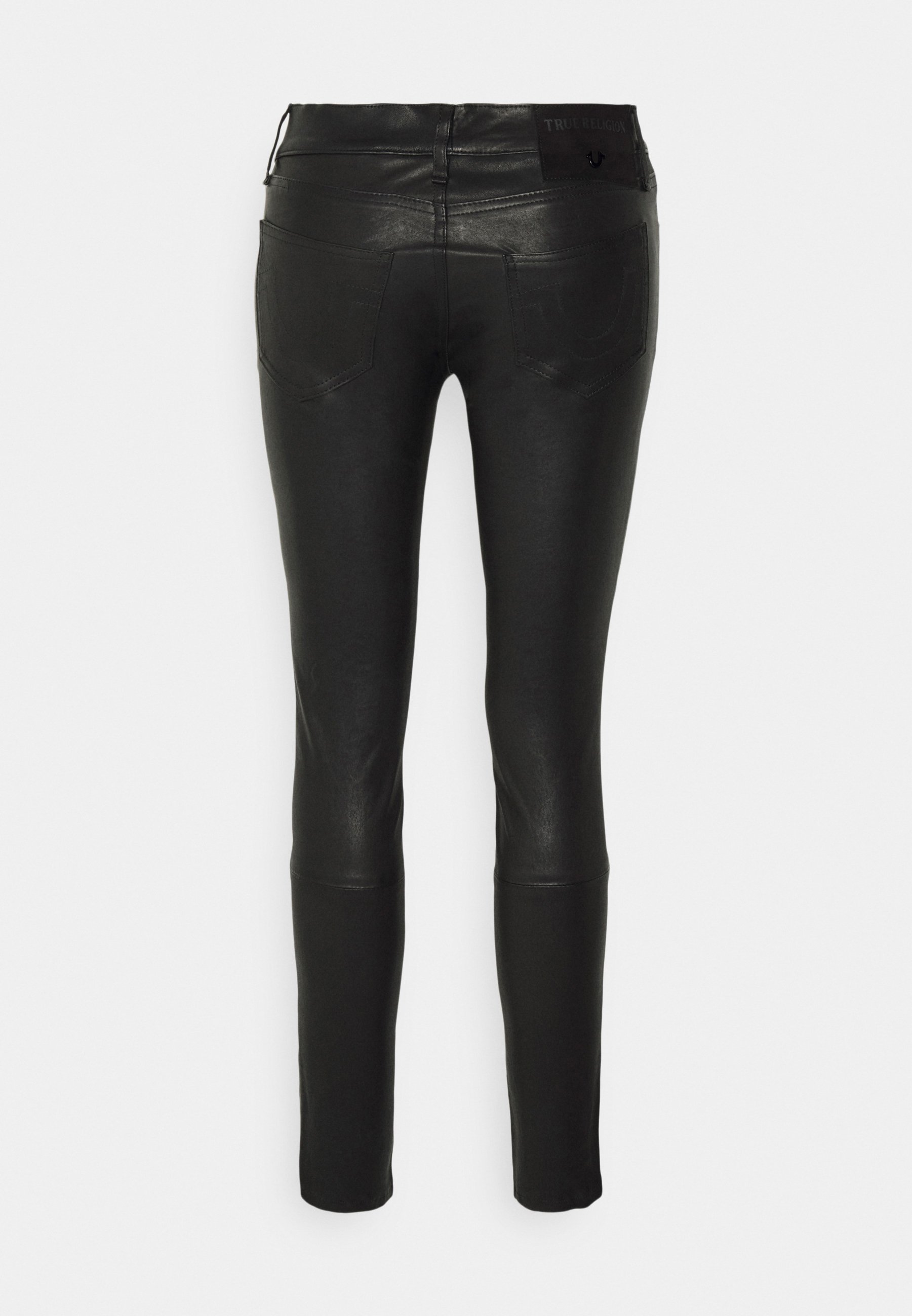 black stretch leather pants