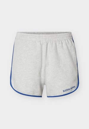 Világosszürke sportnadrág rugalmas derékpánttal és kék szegéllyel, a bal alsó oldalon "BJÖRN BORG" logóval.