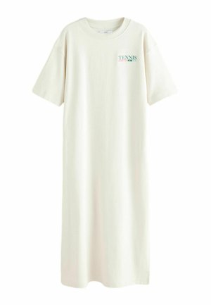 Next TALL FIT - SHORT SLEEVE CREW NECK BACK GRAPHIC MIDI - Obleka iz džersija - white ecru tennis graphic