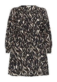 Kaffe Curve Abito a camicia - black brown graphic animal