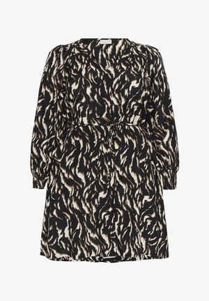 Kaffe Curve Skjortklänning - black brown graphic animal