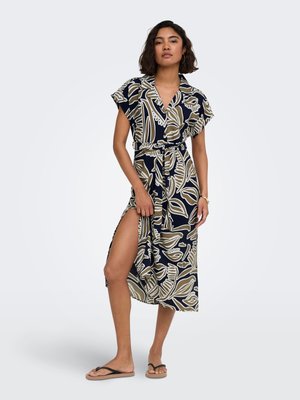 JDY, JDYTROYA LIFE S/L MIDI DRESS WVN DIA - Tričkové šaty - navy blazer