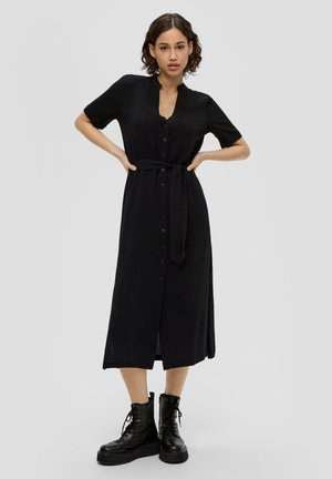 QS, MIDI MIT KNOPFLEISTE - Blusenkleid - schwarz
