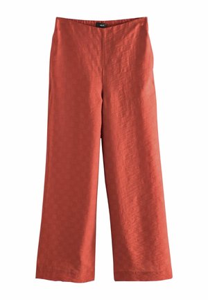 Next, PETITE FIT - JACQUARD CHECKERBOARD WIDE LEG TROUSERS . - Pantalon classique - rust red