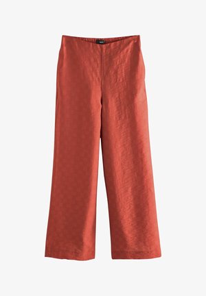 Next, PETITE FIT - JACQUARD CHECKERBOARD WIDE LEG TROUSERS . - Stoffhose - rust red