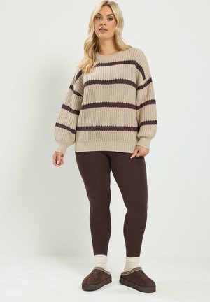 Yours Clothing, PLUS SIZE BASIC LEGGINGS 2 PACK - Leggings - chocolate