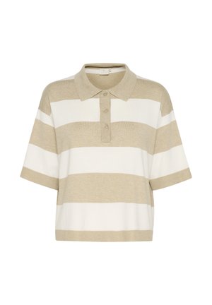 Kaffe Poloshirt - feather gray m chalk stripe
