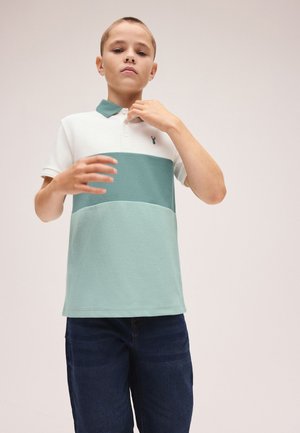 Next, REGULAR FIT - TEXTURED COLOURBLOCK  - Polo - teal blue ecru