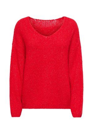 JDY JDYDINEA L/S REVERSIBLE PULLOV. KNT NOOS - Jumper - racing red