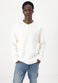 GAP DOUBLE HENLEY - Mikina - ivory frost