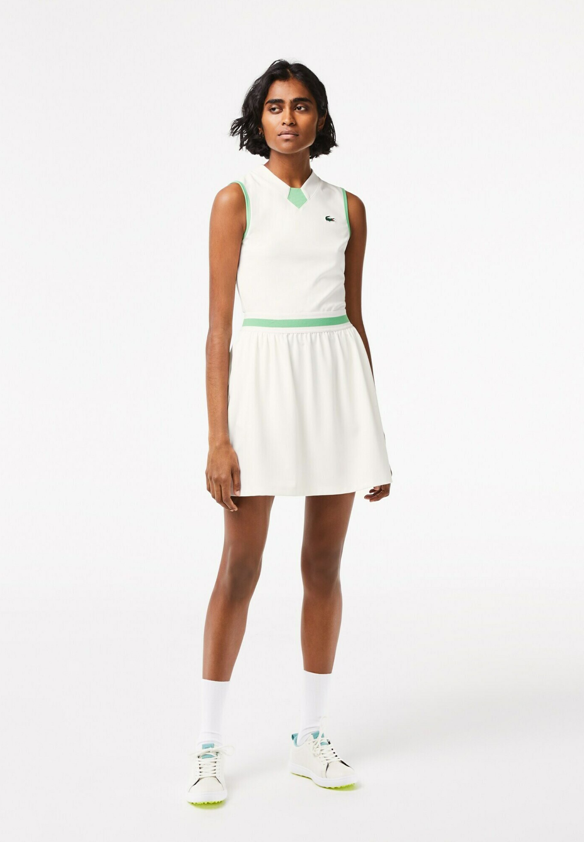 lacoste golf & tennis sleeveless polo pleated dress