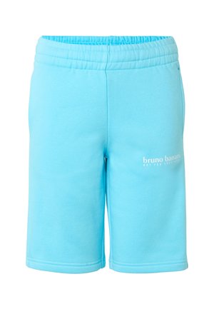 Hellblaue Shorts mit elastischem Bund, mit kleinem weißen "bruno banani"-Logo und Schriftzug am rechten Oberschenkel, aus weichem Stoff gefertigt.