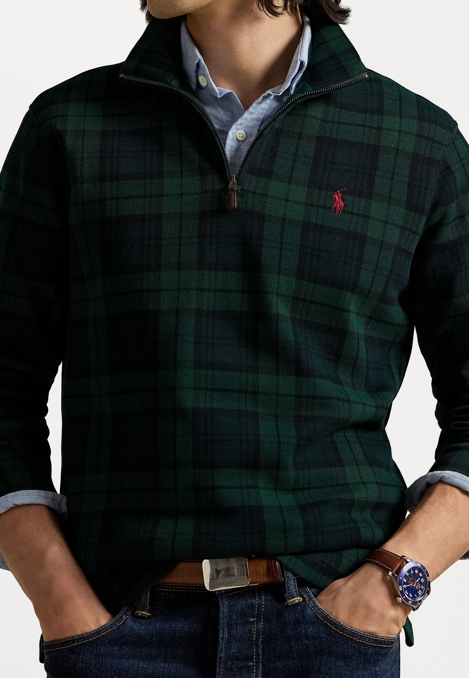 Polo Ralph Lauren LONG SLEEVE HALF ZIP - Sweatshirt - blackwatch