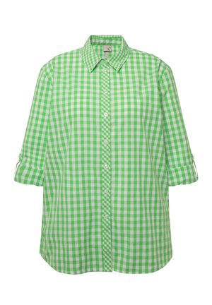 Grøn og hvid ternet skjorte med knaplukning, krave, lange ærmer rullet op, lavet af letvægtsstof og med en afslappet pasform.