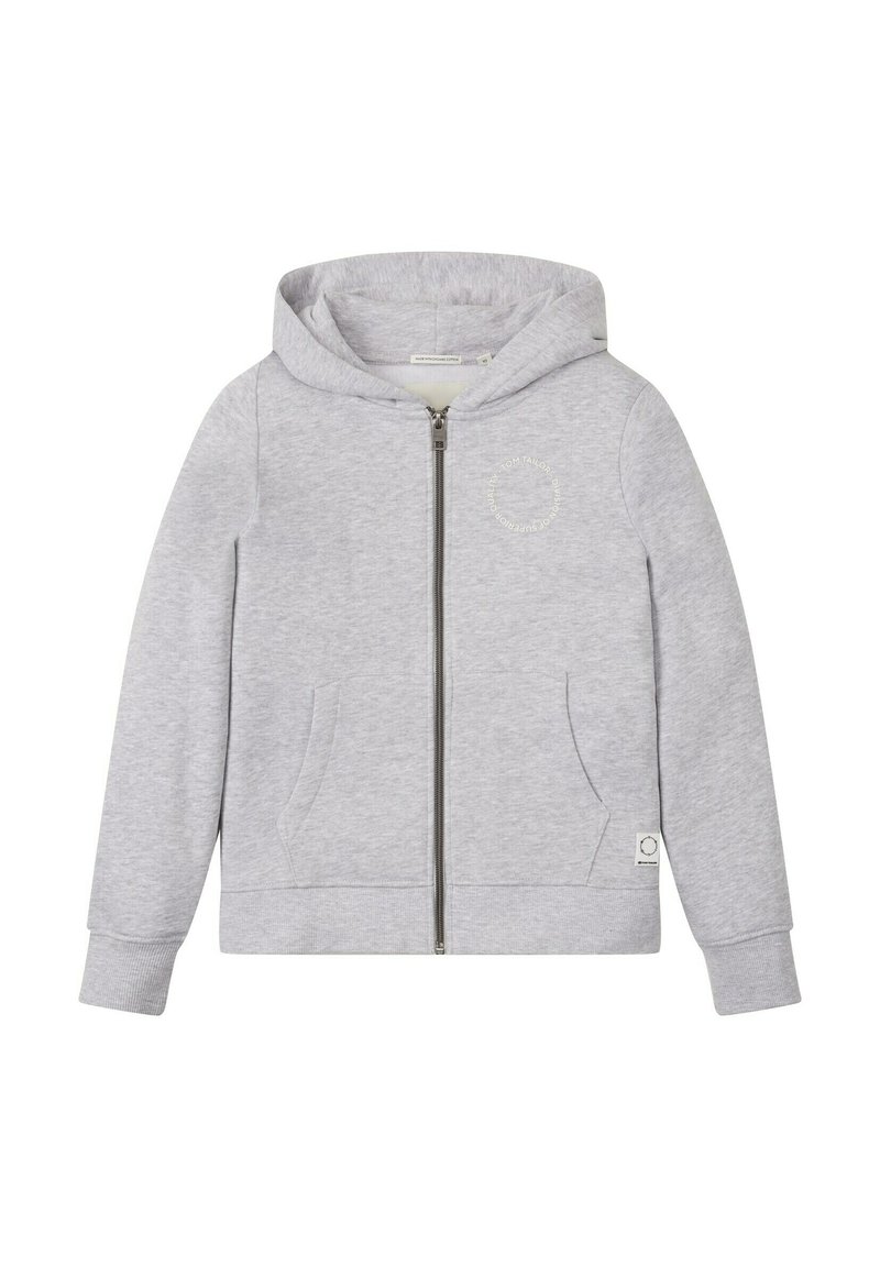 TOM TAILOR Mikina na zip - light stone grey melange