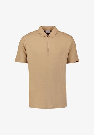 NO EXCESS, SHORT-SLEEVE V-NECK POLO WITH A ZIP-FRONT - Polo shirt - sand