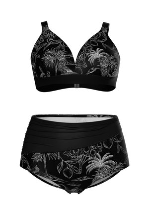 Ulla Popken, VACATION PRINT BIKINI SET - Bikinier - black