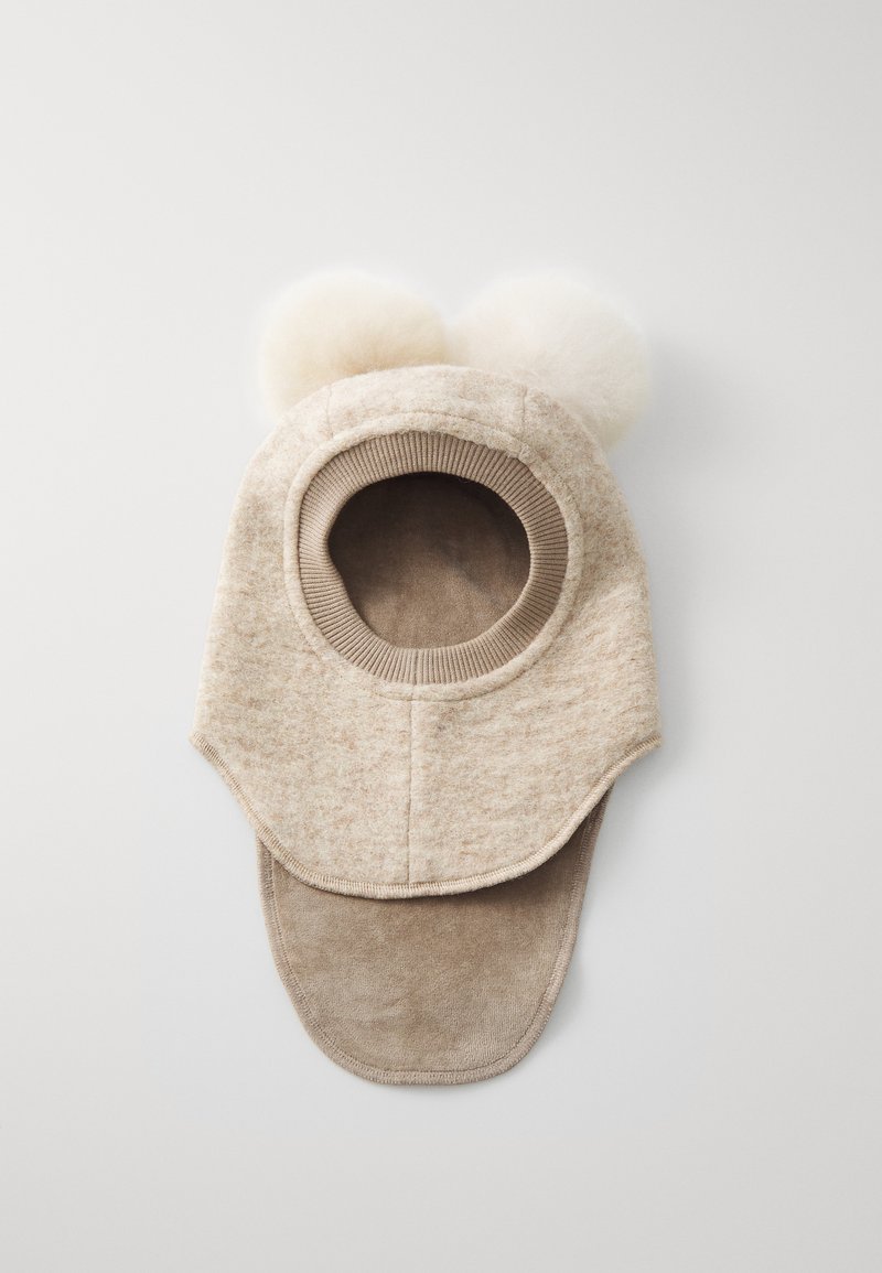 Huttelihut BALACLAVA POMPOMS UNISEX - Kootud müts - sand melange