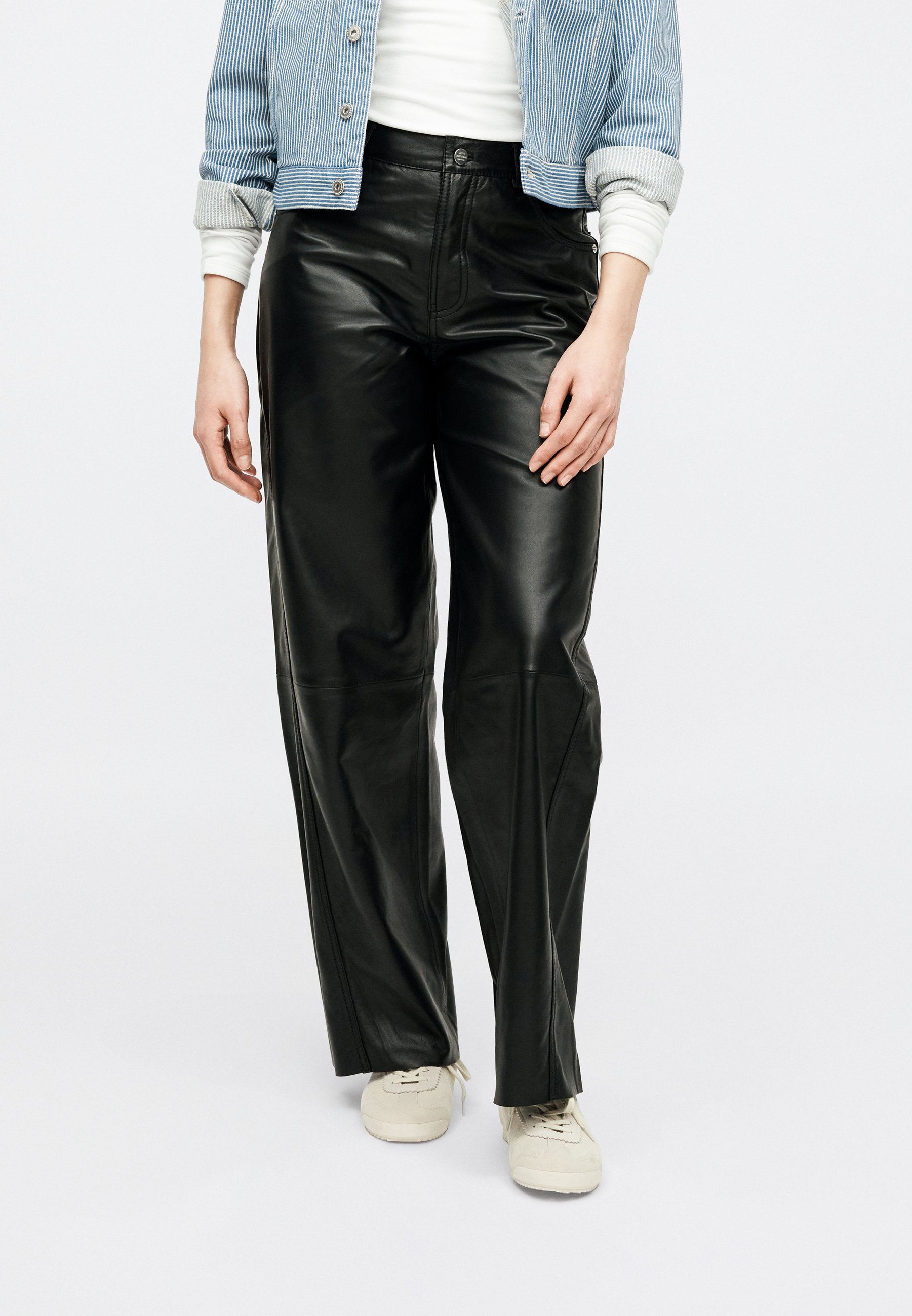 Mads Nørgaard SHINY CHRISTEL PANTS - Leather trousers - black