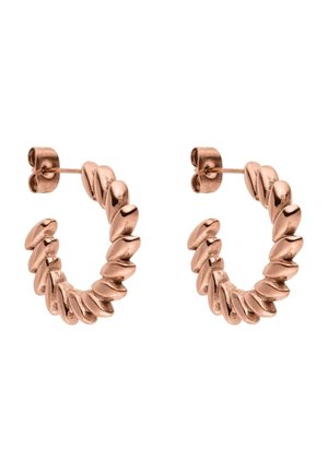 Roségold gedrehte Creolen mit Stecker-Verschluss, mit dickem, seilähnlichem strukturiertem Design.