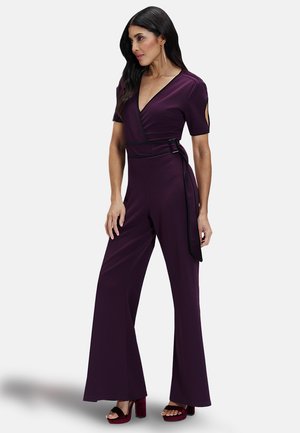 Jumpsuit - damson   black piping
