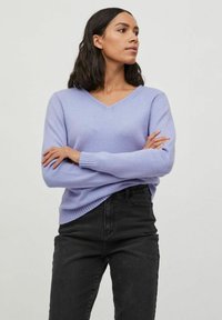 VILA VIRIL V-NECK NOOS - Jumper - pale iris