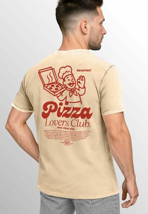 VINTAGE BACK PIZZA GRAFIK - T-Shirt print - natur