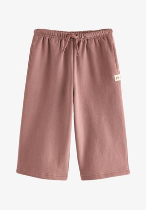 Lilla vidde shorts med elastisk talje, snor, sidelommer og en lille regnbuepatch på højre side.