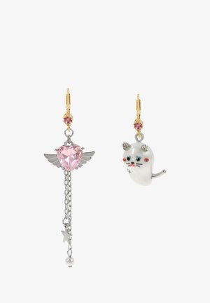 Betsey Johnson, PEARL CRITTERS CAT WINGED HEART MISMATCH - Boucles d'oreilles - pink