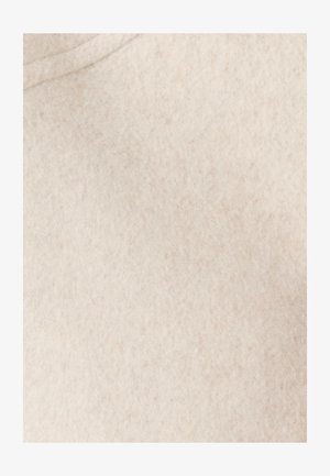 Tessuto di feltro beige chiaro con una texture morbida e fibrosa, caratterizzato da sottili variazioni di colore e una superficie liscia, adatto per artigianato o tappezzeria.