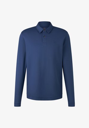 Marineblaues Langarm-Polohemd aus weichem Stoff. Verfügt über einen traditionellen Kragen, eine Zwei-Knopf-Leiste und ein dezentes Logo auf der Brust.