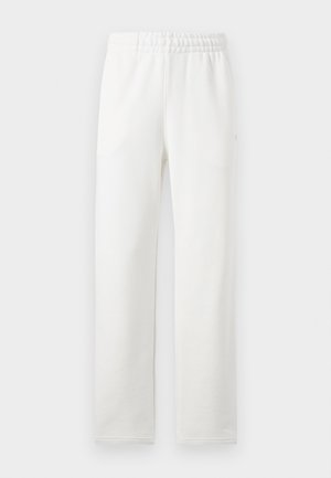 Λευκό παντελόνι με ευθεία γραμμή, ελαστική μέση και πλαϊνές τσέπες, κατασκευασμένο από μαλακό, λείο ύφασμα.