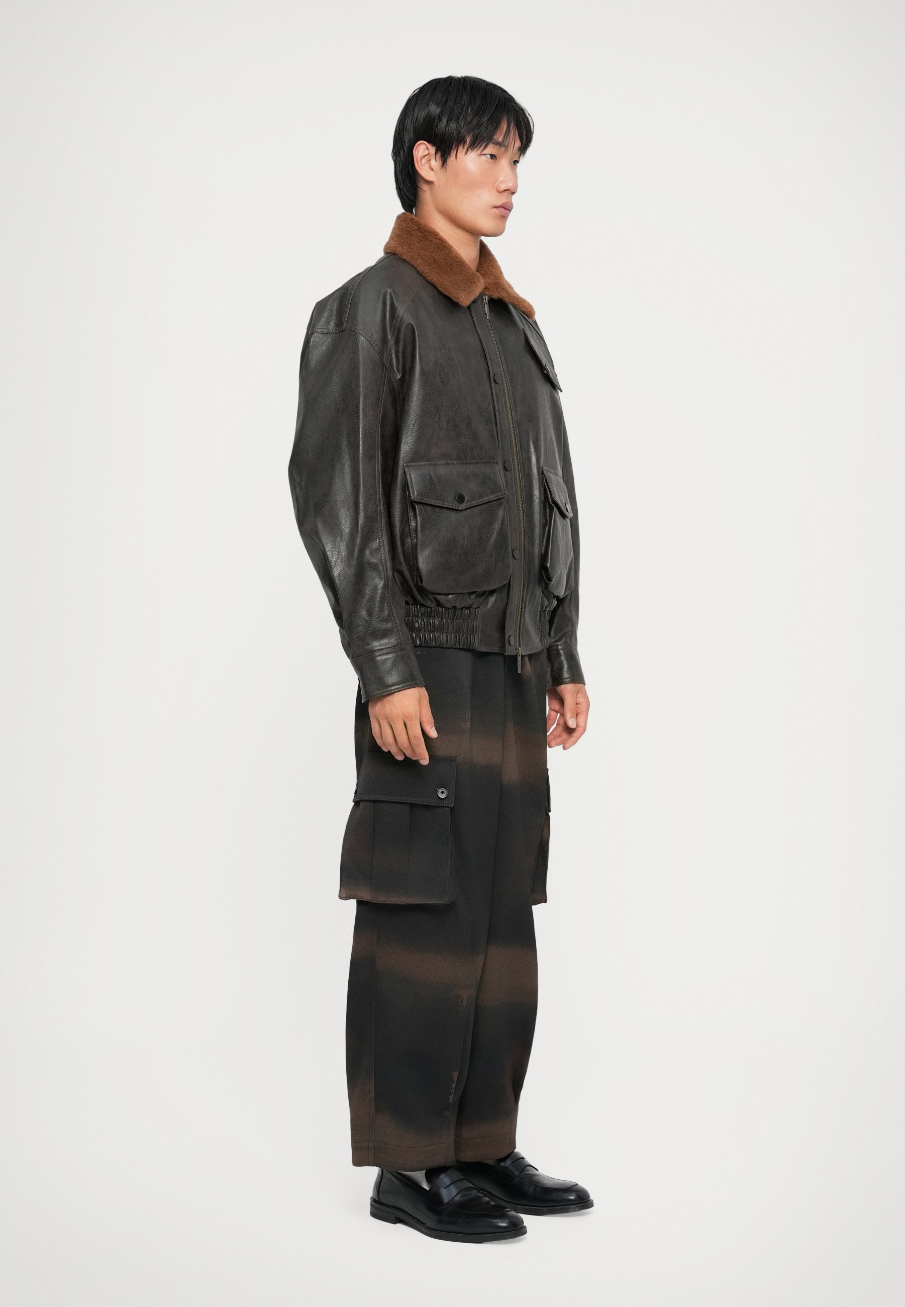 Feng Chen Wang Faux leather jacket - dark brown - Zalando.co.uk